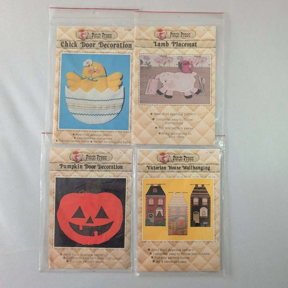 Lot 9 Patch Press Applique Sewing Pattern 7 Cut Holiday Decor Gingerbread Witch